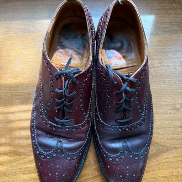 church's custom color handmade wingtip burgundy maroon made in england us men 9M - Picture 5 of 7